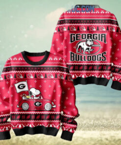 Georgia Bulldogs Snoopy Peanuts 75th Anniversary 1950 2025 Christmas Ugly Sweater