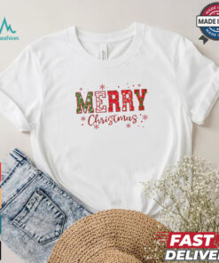 Gliter Merry Christmas wrapping paper pattern shirt