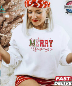 Gliter Merry Christmas wrapping paper pattern shirt