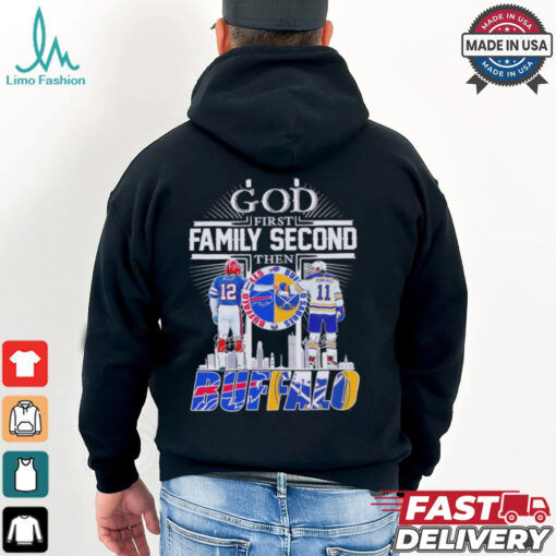 God first family second then Buffalo Bills x Buffalo Sabres skyline shirt