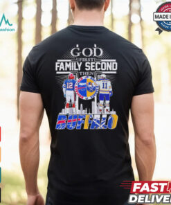 God first family second then Buffalo Bills x Buffalo Sabres skyline shirt