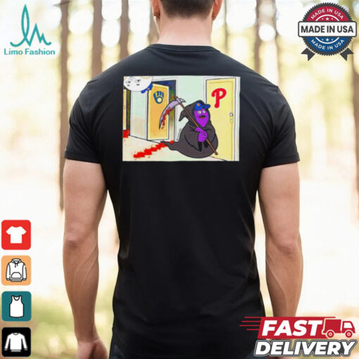 Grimace Grim Reaper vs Phillies knock knock MLB shirt