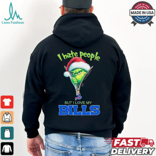 Grinch I hate people but I love my Buffalo Bills Christmas shirt