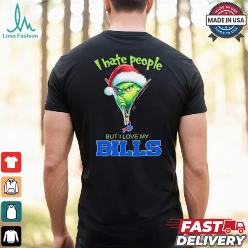 Grinch I hate people but I love my Buffalo Bills Christmas shirt