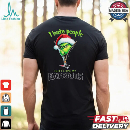 Grinch I hate people but I love my New England Patriots Christmas shirt