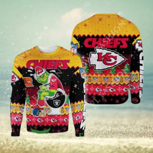 Grinch Stole Christmas Kansas City Chiefs The Toilet American Football NFL Ugly Sweater Jumper