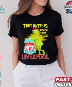 Grinch stands lean on Liverpool FC they hate us because in’t us Christmas shirt