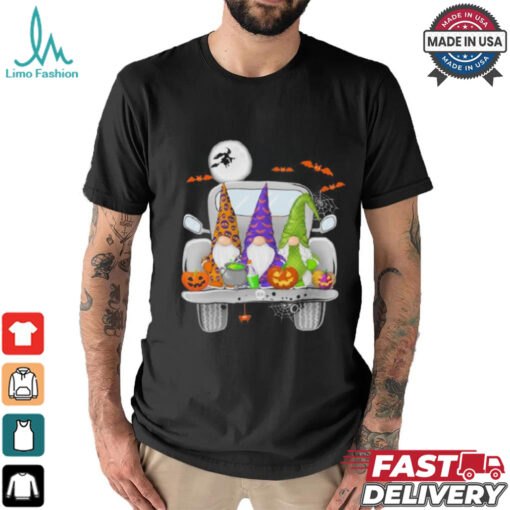 Halloween Gnomes With Truck Cute Gnomes Happy Shirt