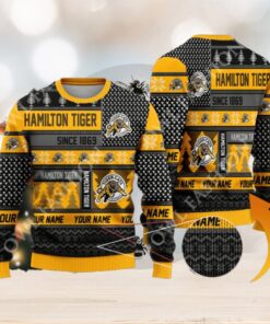 Hamilton Tiger since 1869 Custom name CFL Yellow Ugly Sweater