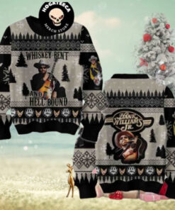 Hank Williams Jr Whiskey Bent And Hell Bound Christmas Sweater Chirstmas Gifts 2024 Xmas For Family And Friends Ugly Sweater