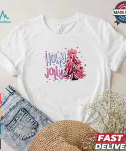 Holly Jolly Christmas tree coquette bow shirt