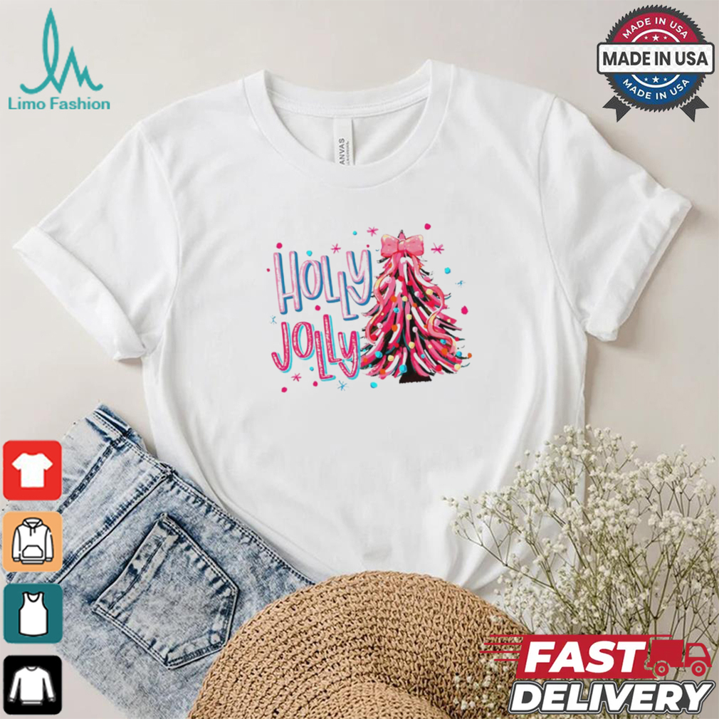 Holly Jolly Christmas tree coquette bow shirt Holly Jolly Christmas tree coquette bow shirt