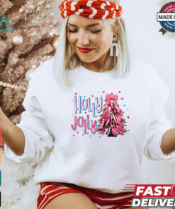 Holly Jolly Christmas tree coquette bow shirt