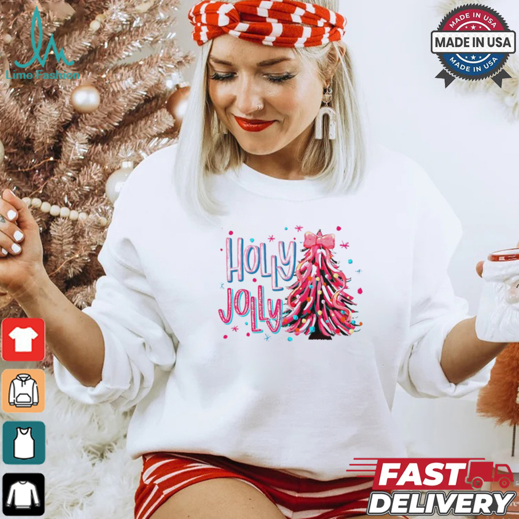 Holly Jolly Christmas tree coquette bow shirt Holly Jolly Christmas tree coquette bow shirt