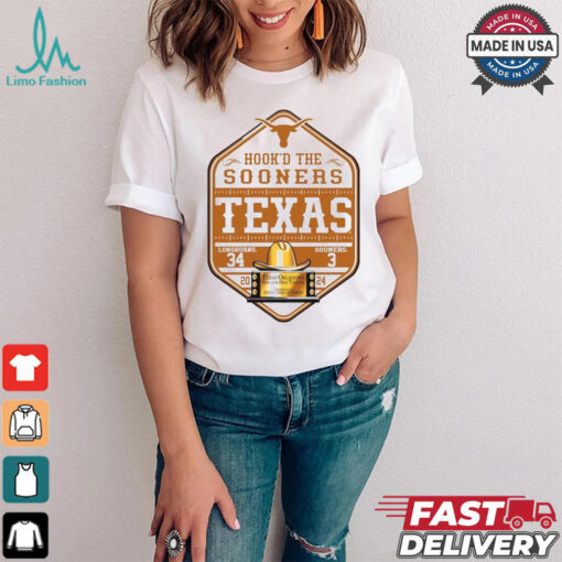 Hook’d The Sooners Texas Longhorns 34 – 3 Oklahoma Sooners 2024 Red River Rivalry Score t shirt