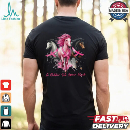 Horse Design Breast Cancer Awareness Shirt, Pink Ribbon T Shirt for Women