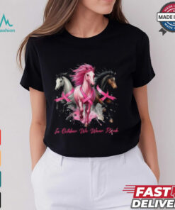 Horse Design Breast Cancer Awareness Shirt, Pink Ribbon T Shirt for Women