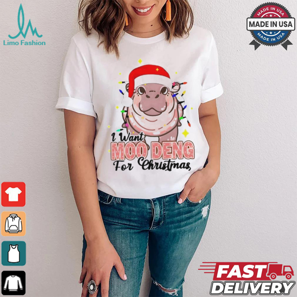 I Want Moo Deng For Christmas Santa Hat Shirt