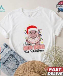 I Want Moo Deng For Christmas Santa Hat Shirt