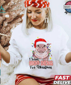 I Want Moo Deng For Christmas Santa Hat Shirt