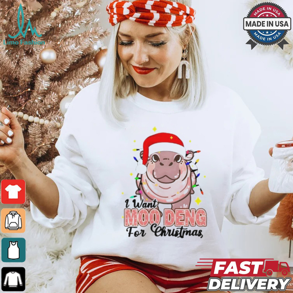 I Want Moo Deng For Christmas Santa Hat Shirt I Want Moo Deng For Christmas Santa Hat Shirt
