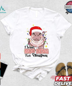 I Want Moo Deng For Christmas Santa Hat Shirt