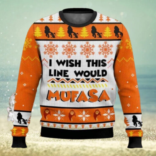 I Wish This Line Would Mufasa Ugly Christmas Sweater