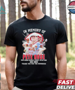 In Memory Of Pete Rose Red Legend, Baseball Legend, the Hit King 1941 2024 Thank You For The Memories Shirt