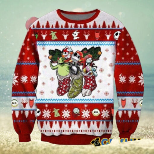 Jack Sally And Oogie Boogie Blue Funny Couples Ugly Christmas Sweaters