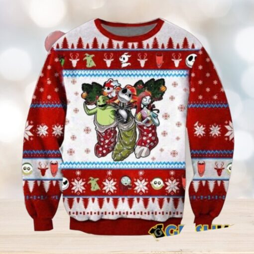 Jack Sally And Oogie Boogie Blue Funny Couples Ugly Christmas Sweaters