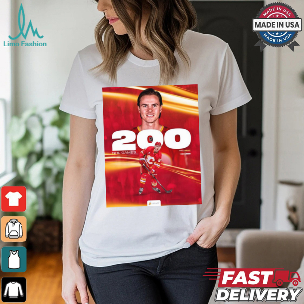 Jake Bean Calgary Flames 200 NHL Games Poster t shirt Jake Bean Calgary Flames 200 NHL Games Poster t shirt
