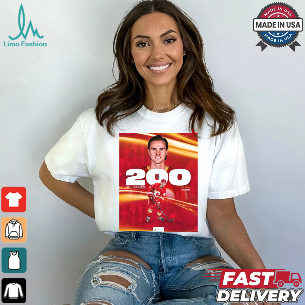 Jake Bean Calgary Flames 200 NHL Games Poster t shirt Jake Bean Calgary Flames 200 NHL Games Poster t shirt