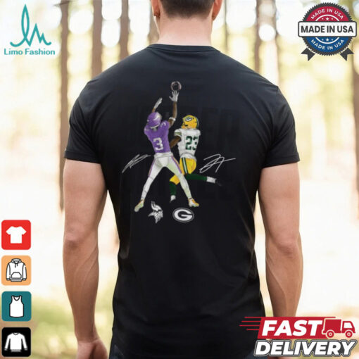 Jordan Addison & Jaire Alexander Charcoal Minnesota Vikings vs. Green Bay Packers Border Battle Player Shirt