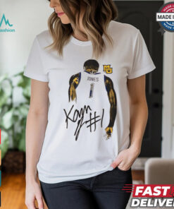 Kam Jones Marquette Golden Eagles behind signature shirt
