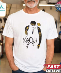 Kam Jones Marquette Golden Eagles behind signature shirt