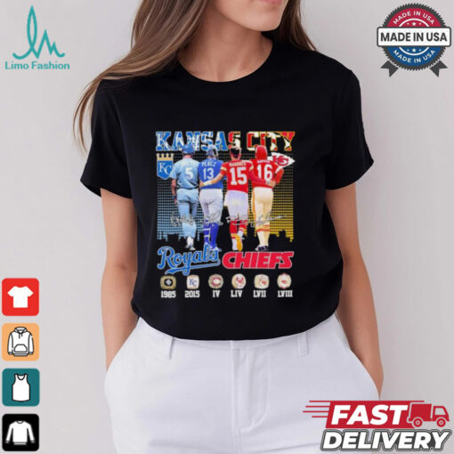 Kansas City Royals Brett, Perez X Kansas City Chiefs Mahomes, Dawson Signatures Shirt