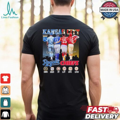 Kansas City Royals Brett, Perez X Kansas City Chiefs Mahomes, Dawson Signatures Shirt