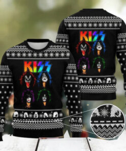 Kiss Band Black And White Pattern 2024 Ugly Christmas Sweater