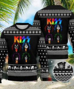 Kiss Band Black And White Pattern 2024 Ugly Christmas Sweater