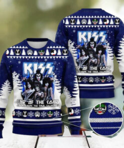 Kiss Band End Of The Final Road Countdown The Final 50 Shows Dark Blue Color 2024 Ugly Christmas Sweater