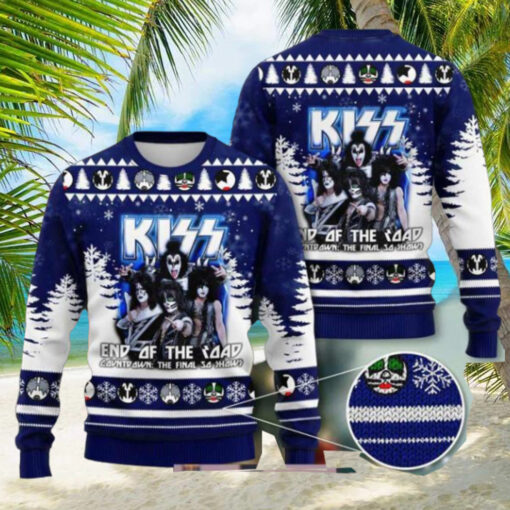 Kiss Band End Of The Final Road Countdown The Final 50 Shows Dark Blue Color 2024 Ugly Christmas Sweater