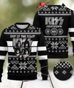 Kiss Band End Of The Road Vintage Pattern Black 2024 Ugly Christmas Sweater