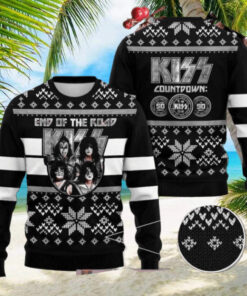 Kiss Band End Of The Road Vintage Pattern Black 2024 Ugly Christmas Sweater