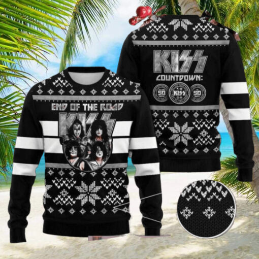 Kiss Band End Of The Road Vintage Pattern Black 2024 Ugly Christmas Sweater