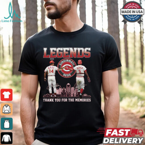 Legends Reds Pete Rose Johnny Bench Thank You For The Memories Shirt
