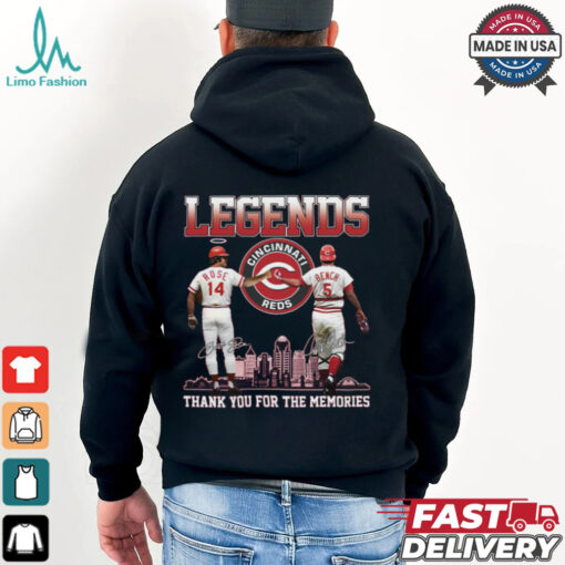 Legends Reds Pete Rose Johnny Bench Thank You For The Memories Shirt