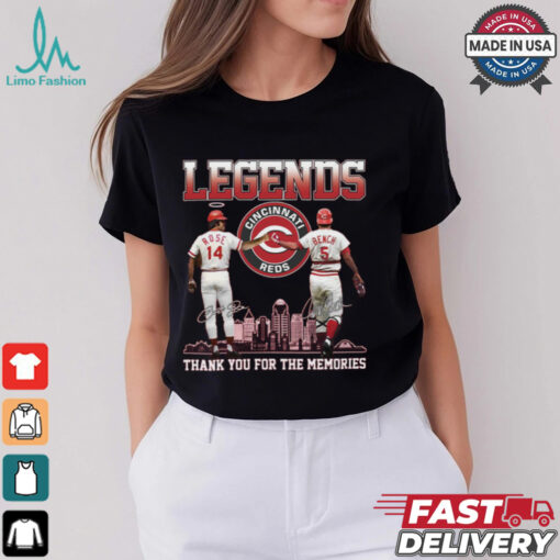 Legends Reds Pete Rose Johnny Bench Thank You For The Memories Shirt
