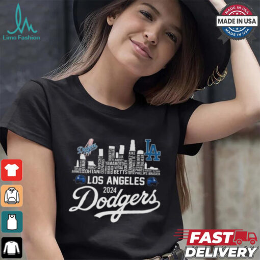 Los Angeles Dodgers 2024 Champions Skyline Of LA City T Shirt