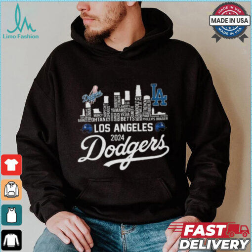 Los Angeles Dodgers 2024 Champions Skyline Of LA City T Shirt