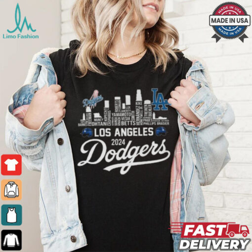 Los Angeles Dodgers 2024 Champions Skyline Of LA City T Shirt